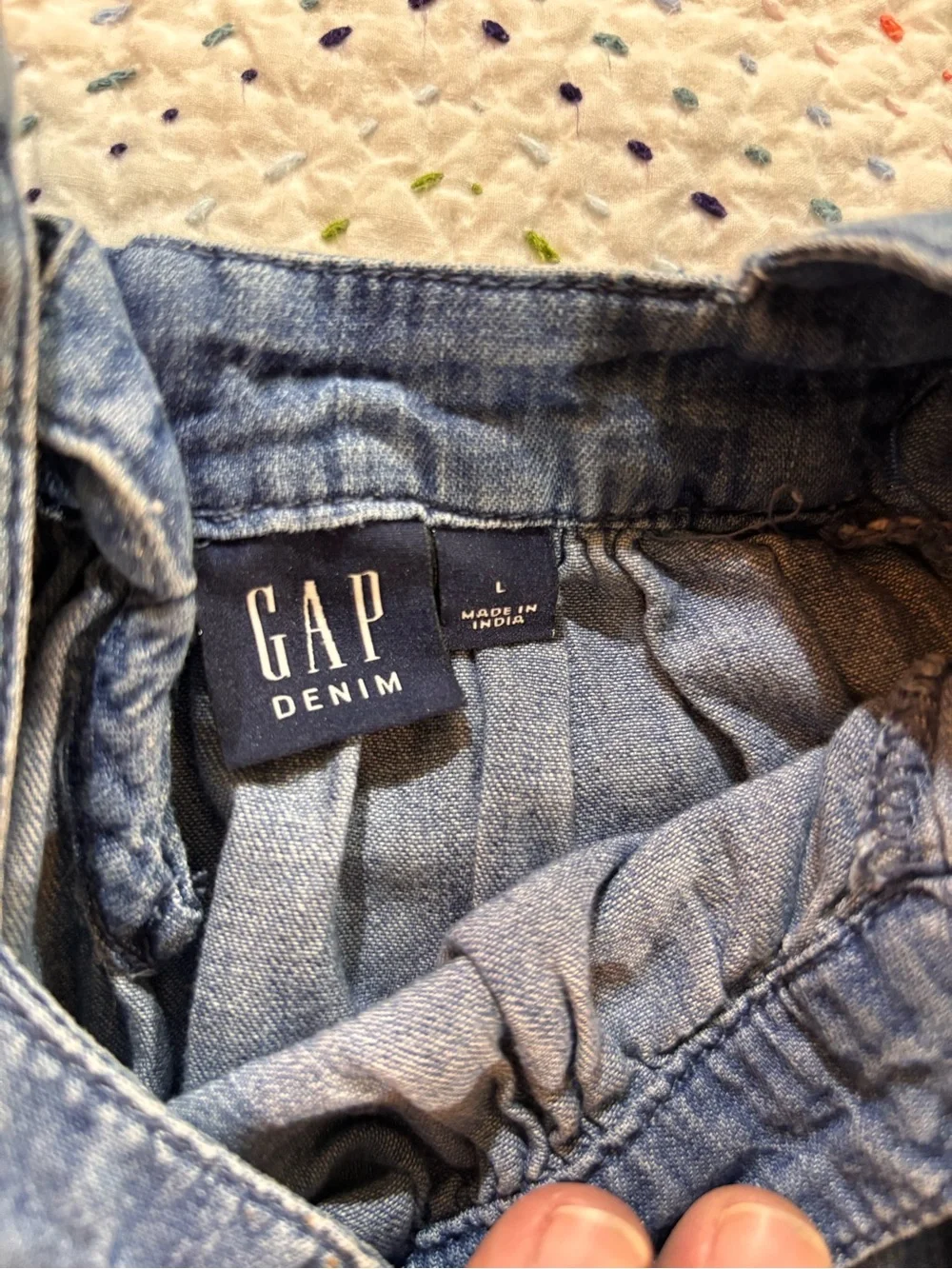 GAP Indigo Denim Square Neck Flutter Sleeve Top